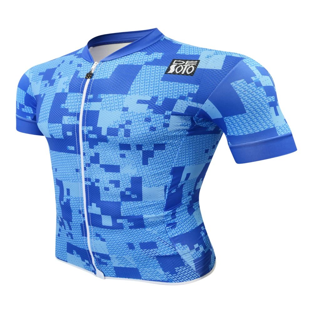 De Soto Skin Cooler Full Zip Tri Top Short Sleeve - FVSC - (Royal Camouflage, Small)