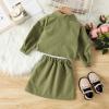 Toddler Kids Baby Girls Long Sleeve Jacket Coat T Shirt Tops Bow Button Skirts 2PCS Girls Outfits (Pink, 4-5 Years) view 4