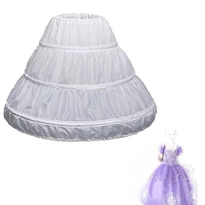 ARTYME 3 Hoops Children Kid Girl Dress Petticoat Crinoline Underskirt For Flower fluffy skirt Underskirt (White, 75cm)