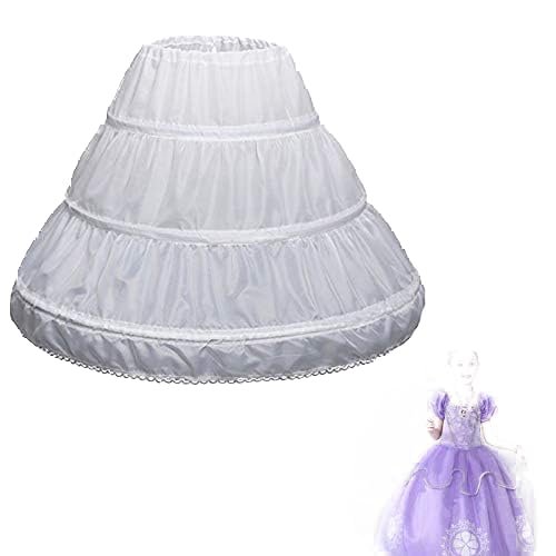 ARTYME 3 Hoops Children Kid Girl Dress Petticoat Crinoline Underskirt For Flower fluffy skirt Underskirt (White, 75cm)