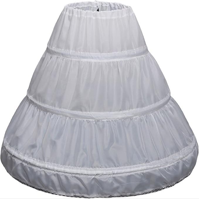 ARTYME 3 Hoops Children Kid Girl Dress Petticoat Crinoline Underskirt For Flower fluffy skirt Underskirt (White, 55cm)