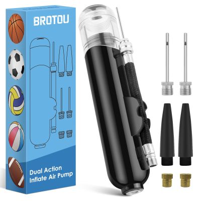 BROTOU Ball Pump & Bike Pump, Inflate Air Pump with 3 Needles, 2 Nozzles and 2 Bike Tire Valve Adapter Hand Pump Kit for Soccer Ball, Basketball, Volleyball, Balloons, Bikes