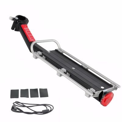 ThreeH Bicycle Luggage Carrier Quick Release Lightweight Rear Cargo Rack Universal 20lb/9kg Load Fit Most Mountain Bike with Reflector Elastic Cargo Strap