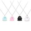 4Pcs Ghost Pendant Necklaces for Women Men Best Friend Lovely Ghost Enamel Charm Chokers Gift Couple Memorial Necklace Jewelry Gifts Costume Halloween view 1