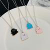 4Pcs Ghost Pendant Necklaces for Women Men Best Friend Lovely Ghost Enamel Charm Chokers Gift Couple Memorial Necklace Jewelry Gifts Costume Halloween view 2
