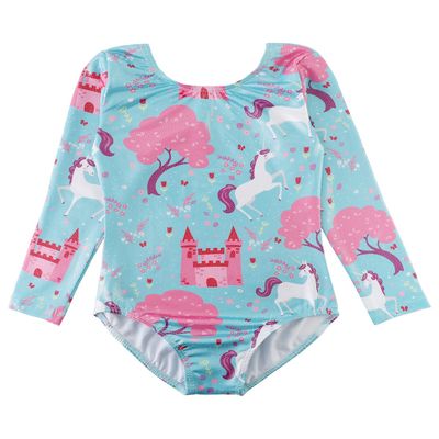 Gymnastics Leotard 5t 5/6 Unitard Long Sleeve Sleeved Outfits Bodysuits Tumbling Aqua Blue Unicorn Tree Pink Castle Flower Floral Horse