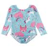 Gymnastics Leotard 5t 5/6 Unitard Long Sleeve Sleeved Outfits Bodysuits Tumbling Aqua Blue Unicorn Tree Pink Castle Flower Floral Horse view 1
