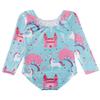 Gymnastics Leotard 5t 5/6 Unitard Long Sleeve Sleeved Outfits Bodysuits Tumbling Aqua Blue Unicorn Tree Pink Castle Flower Floral Horse view 2