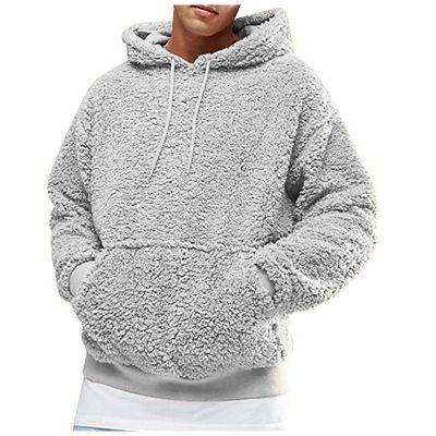 Casual Hoodies for Men Sweatshirt Pullover Hoodie Long Sleeve Fall Winter Workout Hooded Sweatshirts (L, Gray)