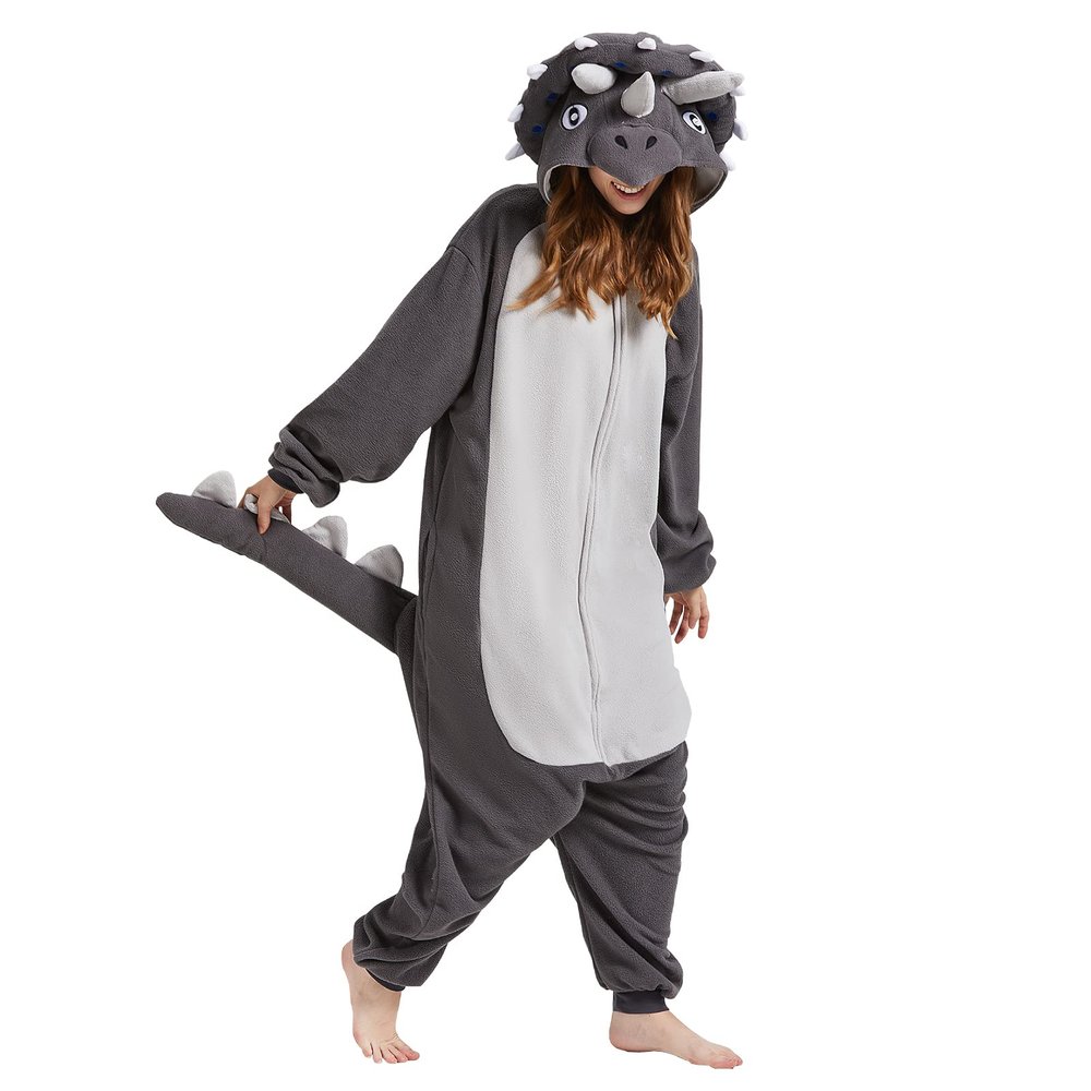 BETIFUHOM Animal Triceratops Onesie Pajamas Unisex Adult Dinosaur Christmas One-Piece Costume Cosplay for Women and Men