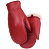 Women's Leather Mittens Warm Lambskin Mittens Winter Fleece Lined,Red,L view 4