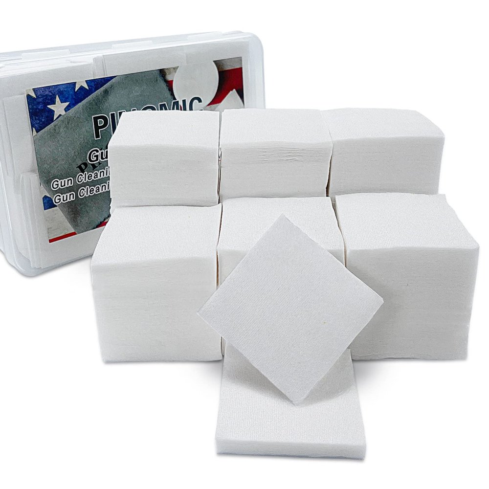 PINGMIC Thick Gun Cleaning Patches 900PCS, Lint Free Cloth with Storage Case, Highly Absorbent Square 2" Patches, Fit for Most Caliber Gun Cleaning Supplies