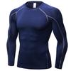 Navy Men's Compression Shirt Long Sleeve Athletic Workout T-Shirts Top Active Sport Baselayer Undershirt Gear Shirt view 1