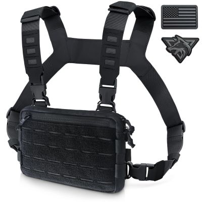 WYNEX Tactical Chest Rig Pack for Men, Running Chest Bag with Front Loop Airsoft Recon Chest Rigs for Hunting Outdoor EDC Combat Patch Included