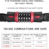 bicycle locks heavy duty anti theft Bike Lock Bike Chain Lock,5-Digit Resettable Combination 3.9 FT Motorcycle Bicycle Chain Cable Locks Keyless Bike Lock Heavy Duty Chain For Motorcycle, Bicycle, Ska view 2
