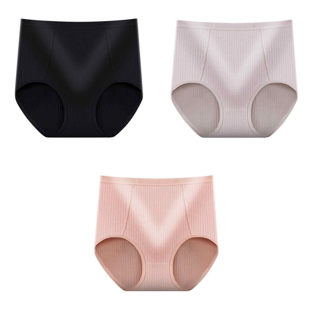 3Pcs/Set Big Size XL~6XLSuper Plus Size Cotton Women's Panties Solid High Waist Lace Briefs Breathable Seamless Soft Ladies Panties (Color : 3, Size : 3X-Large)