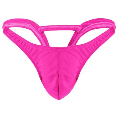 JEsilunmaMY Low Rise Underwear for Men Solid Color Bulge Pouch G-String Bikini Briefs Hollow Out Backless Panties Swimwear (Red2,One Size)