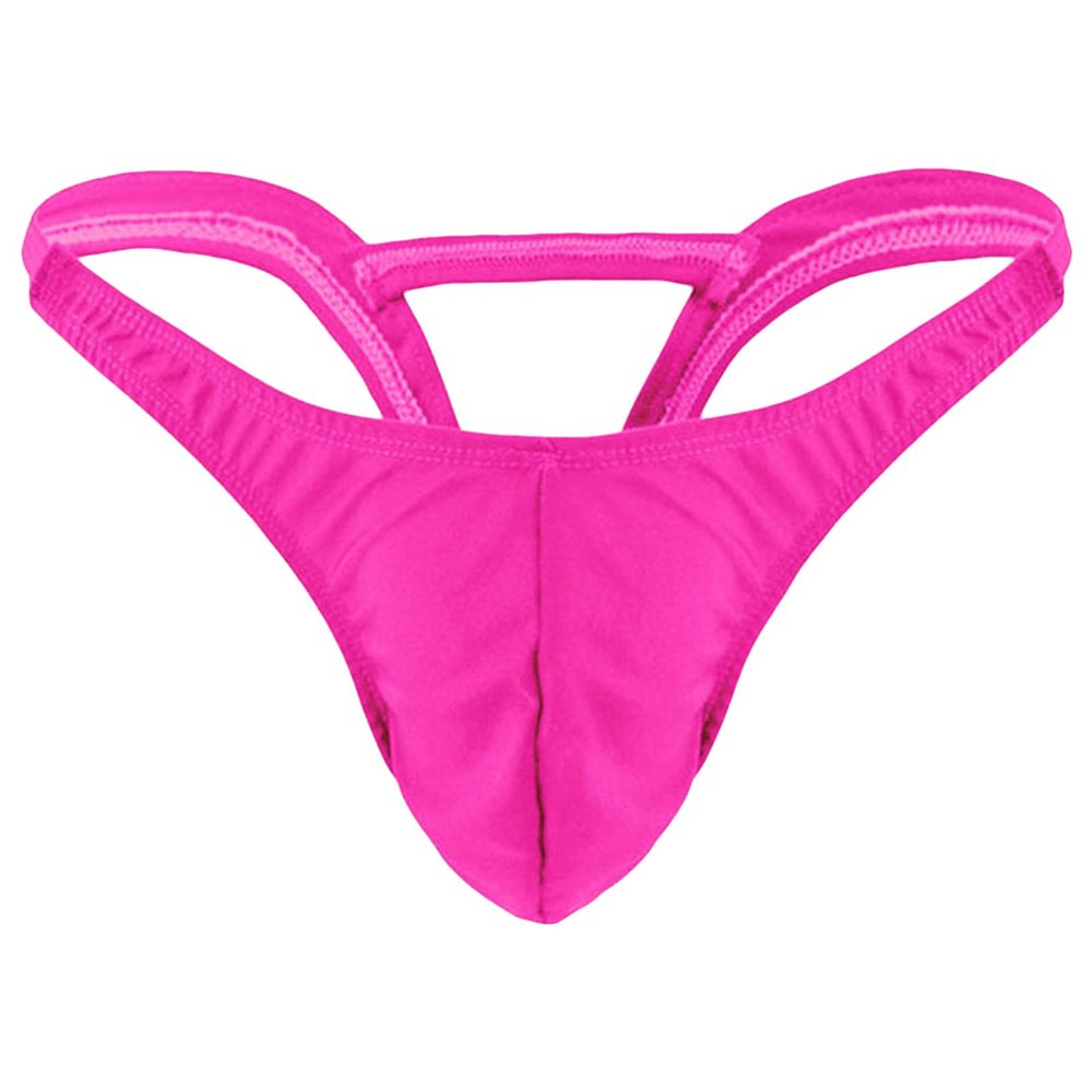 JEsilunmaMY Low Rise Underwear for Men Solid Color Bulge Pouch G-String Bikini Briefs Hollow Out Backless Panties Swimwear (Red2,One Size)