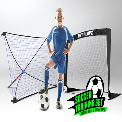 NET PLAYZ Soccer Goal Rebound Net for Backyard | Football Soccer Gifts for Age 3 4 5 6 7 8 9 10 11 12 13 14 Year Old Kids Children & Teens, Black, 4 x 3Ft (NOS37040)