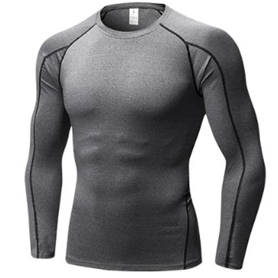 SPVISE Compression Shirt Men Long Sleeve Workout Gym Baselayer Top Grey