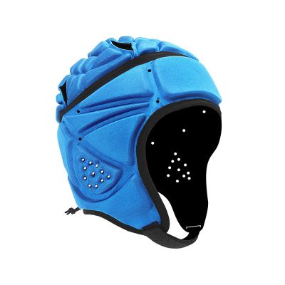 Soft Shell Football Helmet Scrum Cap 7v7 Rugby Helmet Padded Helmet Goalkeeper Adjustable Soccer Goalie Helmet Flag Football Helmet for Child Youth Adult (Blue, Medium with 19"-21")
