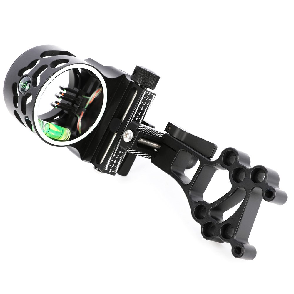 5-Pin Compound Bow Sight - with Level & Height Micro-Adjustable, Aluminum Alloy Hunting Sight for Right/Left Hand, Includes Sight Light & Tools (Short)