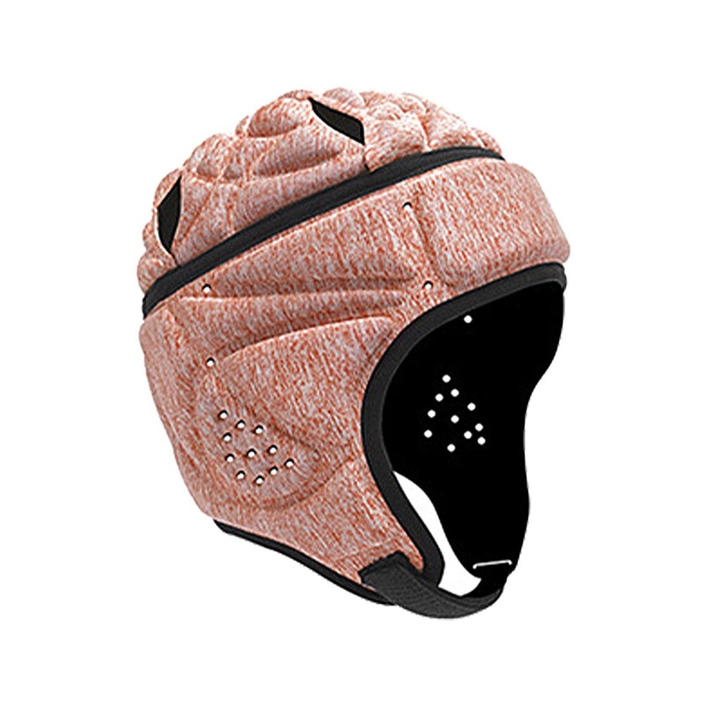 Soft Shell Football Helmet Scrum Cap 7v7 Rugby Helmet Padded Helmet Goalkeeper Adjustable Soccer Goalie Helmet Flag Football Helmet for Child Youth Adult (Grey Pink, Large with 23"-25")