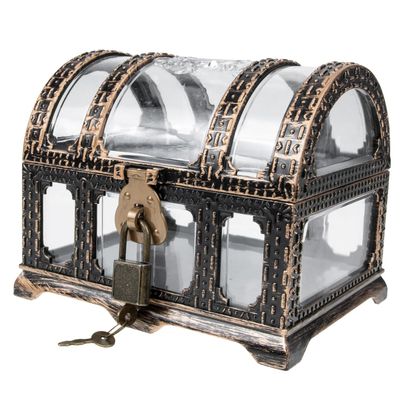 BESPORTBLE Pirate Treasure Chest for Kids - Plastic Treasure Box with Lock and Key, for Christmas Stuffers, Halloween Treat Bags, Birthday Goodie Bags & Classroom Reward, for Kids 3-12