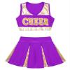 Nikiikoo Kids Girls Cheer Leader Costume Tank Tops and Pleated Mini Skirt Set Schoolgirls Uniform Dance Outfits Violet+Shiny 8 Years view 3
