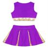 Nikiikoo Kids Girls Cheer Leader Costume Tank Tops and Pleated Mini Skirt Set Schoolgirls Uniform Dance Outfits Violet+Shiny 8 Years view 4