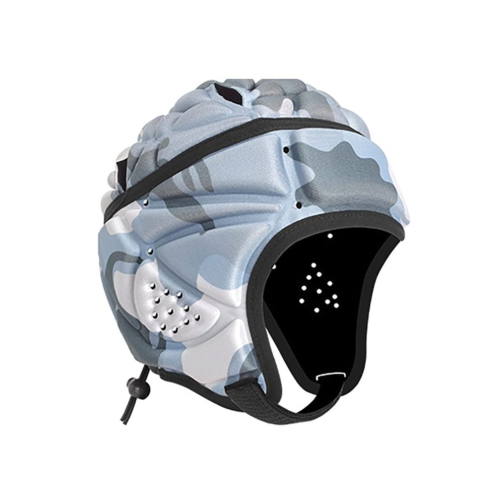 Soft Shell Football Helmet Scrum Cap 7v7 Rugby Helmet Padded Helmet Goalkeeper Adjustable Soccer Goalie Helmet Flag Football Helmet for Child Youth Adult (Camo Blue, Medium with 19"-21")