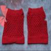 sowaka 2 Pairs Mesh Gloves Fingerless Fishnet Neon ShortStretchyGlove for Women 80S Costume Dress up Halloween Parties (Red) view 3