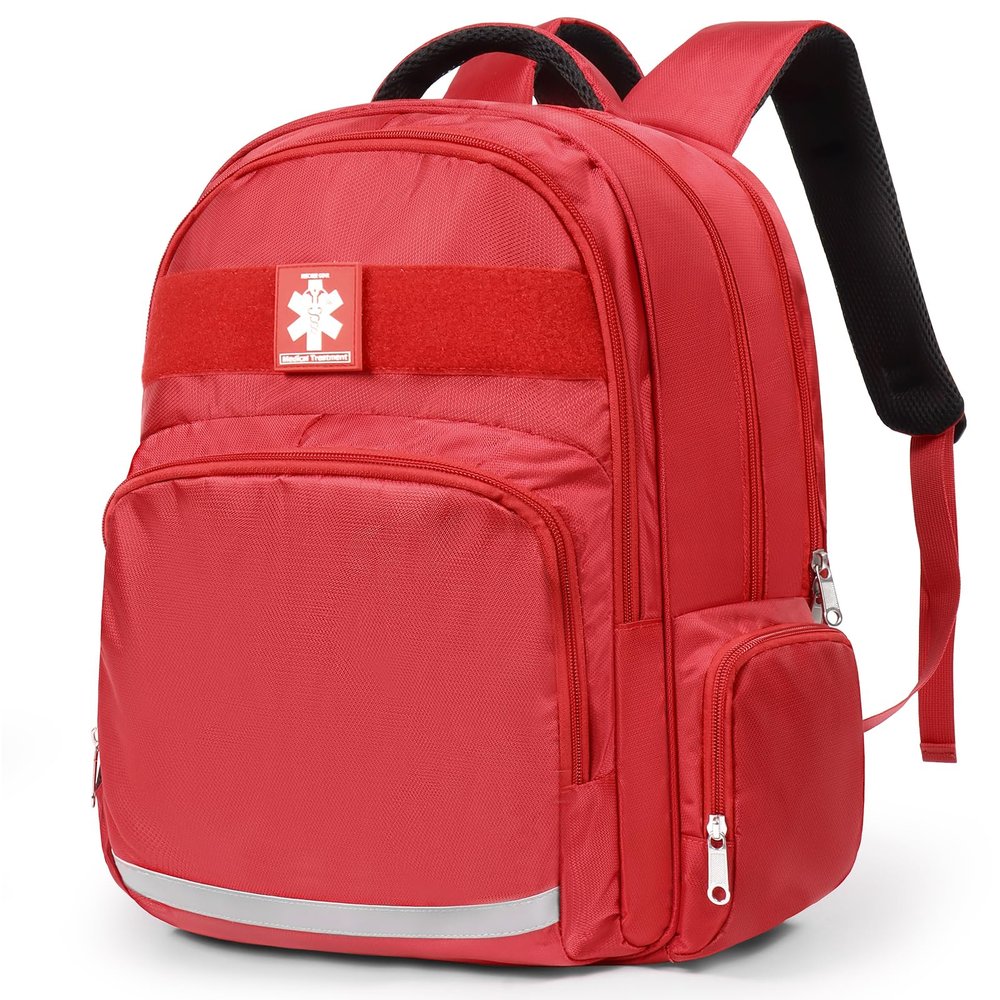 Gatycallaty First Aid Backpack Emt First Responder Bag Empty Ems Emergency Home Health Hiking Trauma Travel Camping (Red)