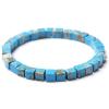 6MM Square Beads Bracelets for Women Men Cube Imperial Jaspers Stone Bangle Handmade Elastic Rope Blue Turquois Bracelet Jewelry,Blue,17cm view 1