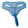 JEsilunmaMY Elephant Nose Bikini Briefs for Men Low Rise Mesh Sheer Long Pouch Underwear See Through Breathable Thong Panties (Blue,Medium) view 1