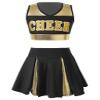 Nikiikoo Kids Girls Cheer Leader Costume Tank Tops and Pleated Mini Skirt Set Schoolgirls Uniform Dance Outfits Black+Shiny 6 Years view 1