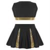Nikiikoo Kids Girls Cheer Leader Costume Tank Tops and Pleated Mini Skirt Set Schoolgirls Uniform Dance Outfits Black+Shiny 6 Years view 2