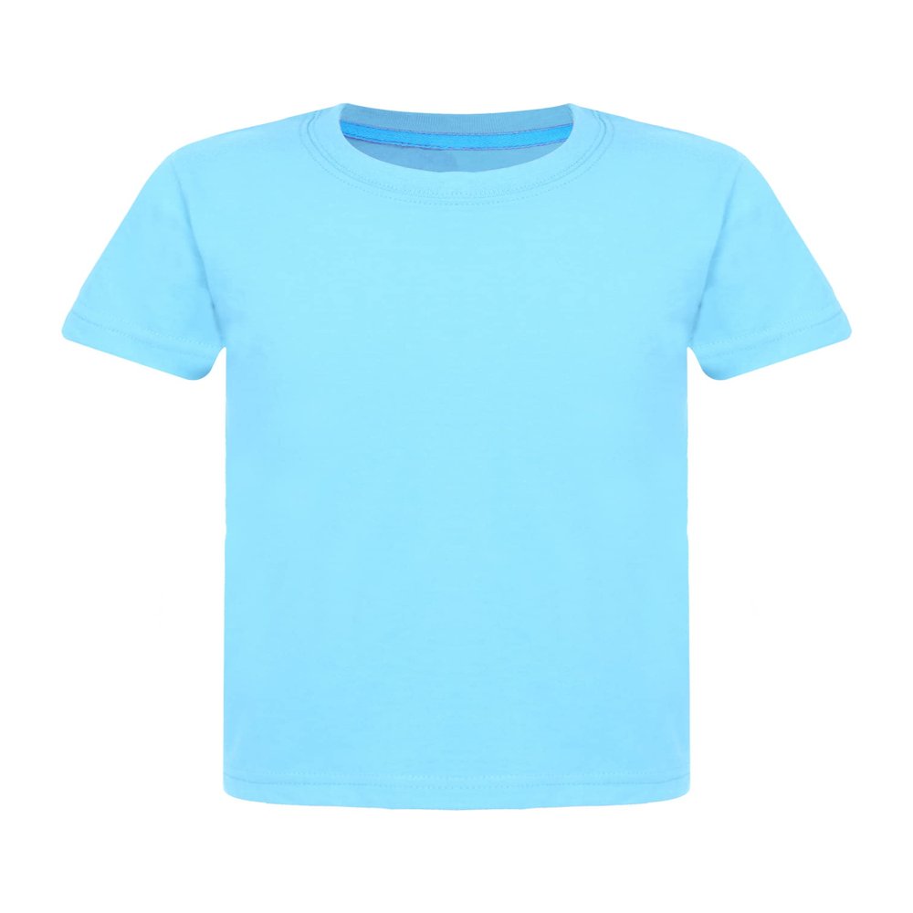 Agoky Kids Boys Solid Color Short Sleeve T-Shirt Summer Active Casual Tops Round Neck Tee Outdoor Playwear Sky Blue 9-10 Years