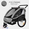 Veelar Bike Trailer & Stroller 2 in 1 Double Seat for Toddlers, Kids, Child Bicycle Carrier Jogger (Gray) view 2