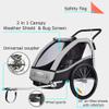 Veelar Bike Trailer & Stroller 2 in 1 Double Seat for Toddlers, Kids, Child Bicycle Carrier Jogger (Gray) view 3