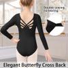 WYHDY Girls Ballet Dance Leotard Butterfly Crisscross Straps Long Sleeve Tank Leotards(7018-06-XL) view 3
