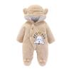 Newborn Baby Snowsuit Fleece Lined Onesie Jumpsuit Warm Hooded Romper Outfits Coat for Infant Winter (Khaki, 3-6 Months) view 1