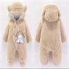 Newborn Baby Snowsuit Fleece Lined Onesie Jumpsuit Warm Hooded Romper Outfits Coat for Infant Winter (Khaki, 3-6 Months) view 4