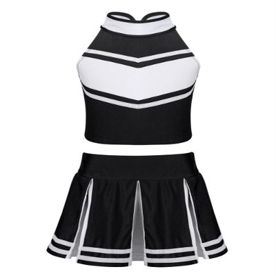 Nikiikoo Kids Girls Cheer Leader Costume Tank Tops and Pleated Mini Skirt Set Schoolgirls Uniform Dance Outfits Dark 14 Years