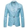 Maiyifu-GJ Men's Slim Fit Daily Blazer Lightweight One Button Lapel Slim Fit Business Jacket Solid Wedding Party Sport Coat (Light Blue,Medium) view 1