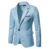 Maiyifu-GJ Men's Slim Fit Daily Blazer Lightweight One Button Lapel Slim Fit Business Jacket Solid Wedding Party Sport Coat (Light Blue,Medium) view 3
