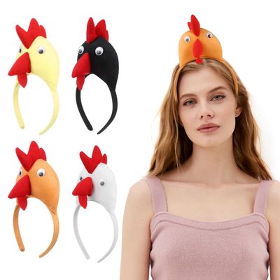 ABOOFAN 12Pcs Easter Chicken Headbands, Cartoon Soft Plush Chicken Costume Accessory, Farm Animal Ears Hair Hoop, Universal for Kids and Adults, Easter Halloween Party Supplies