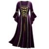 ACSUSS Women Renaissance Velvet Dress Victorian Medieval Long Dress Retro Gown Halloween Cosplay Costume Purple XX-Large view 2