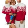Matching Family Christmas Sweaters Turtleneck Reindeer Snowflakes Ugly Knit Sweater Pullovers for Holiday Party (Red White Dad, XL) view 1