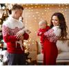 Matching Family Christmas Sweaters Turtleneck Reindeer Snowflakes Ugly Knit Sweater Pullovers for Holiday Party (Red White Dad, XL) view 2